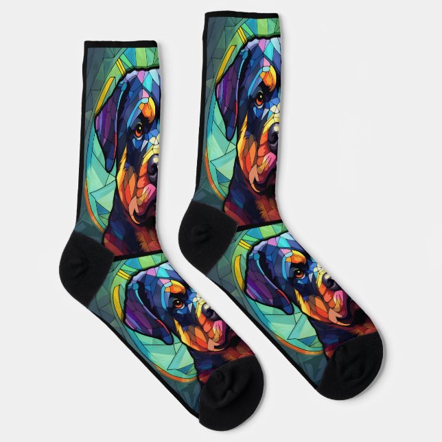 Stained Glass Rottweiler  Socks (Right)