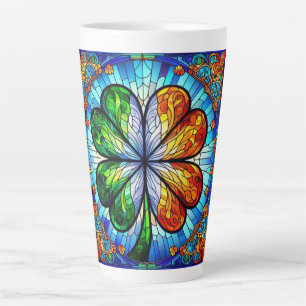 Stained Glass Saint Patrick's Day Irish Clover Latte Mug