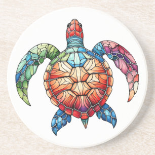 Stained Glass Sea Turtle Coaster