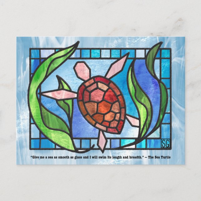 Stained Glass Sea Turtle Postcards (Front)