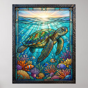 Stained Glass Sea Turtle Wall Art