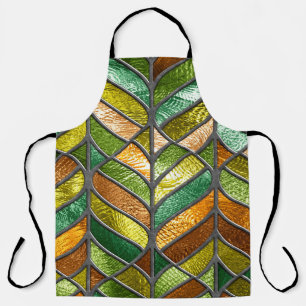 Stained glass seamless texture with leaf pattern, apron