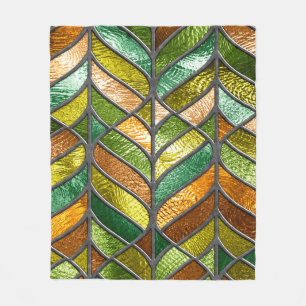 Stained glass seamless texture with leaf pattern, fleece blanket