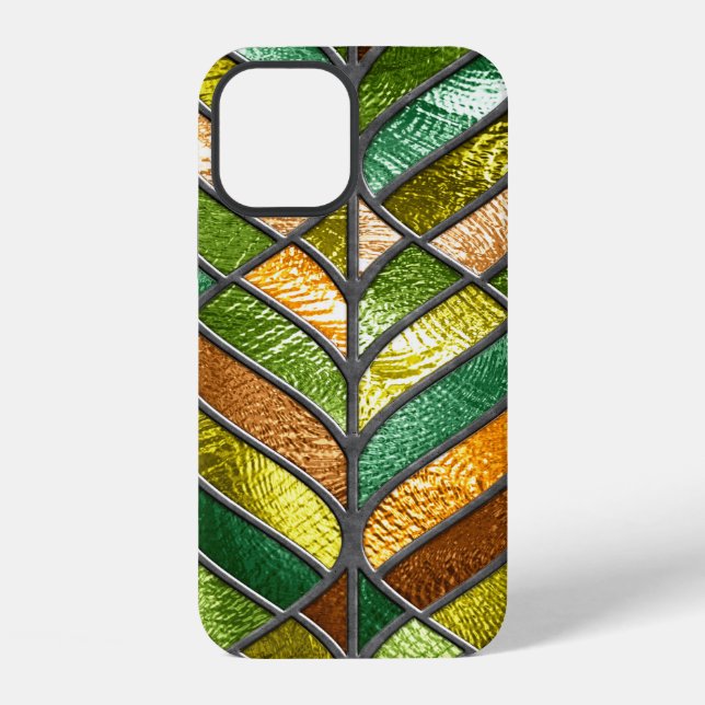Stained glass seamless texture with leaf pattern,  iPhone case (Back)