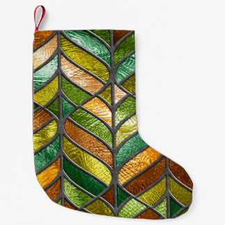 Stained glass seamless texture with leaf pattern,  small christmas stocking