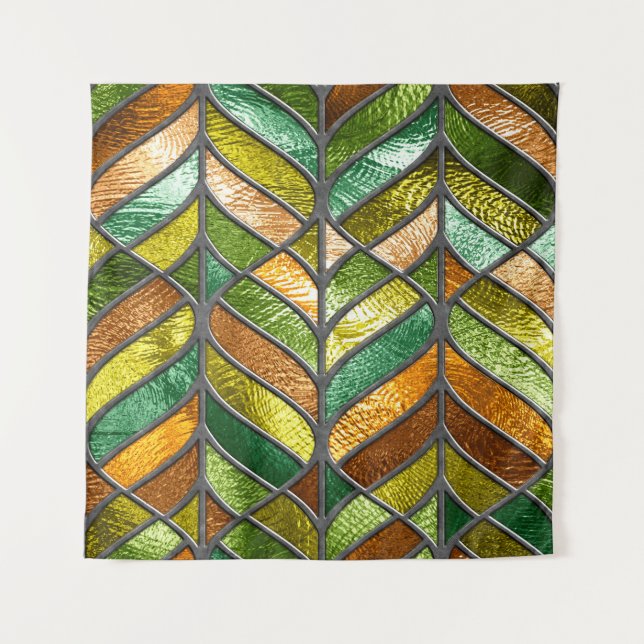 Stained glass seamless texture with leaf pattern,  tapestry (Front)