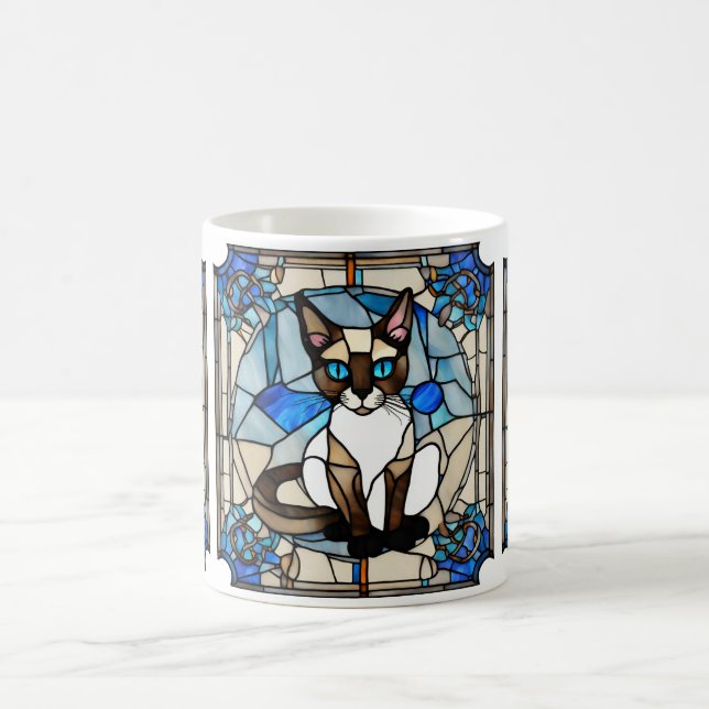 Stained Glass Siamese Cat Mug (Center)