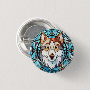 Stained Glass Siberian Husky Dog 3 Cm Round Badge
