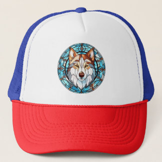 Stained Glass Siberian Husky Dog Trucker Hat