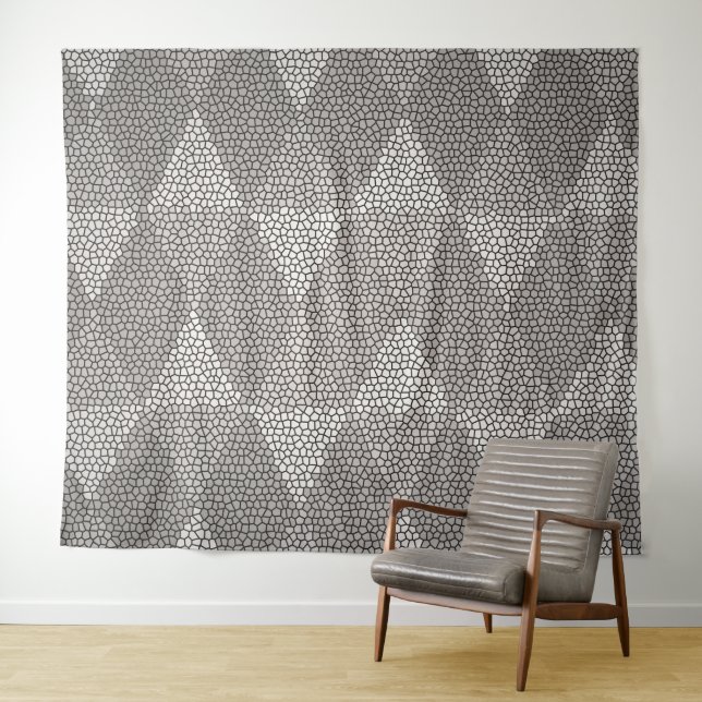 Stained Glass Silver Diamond Pattern Tapestry (In Situ (Horizontal))