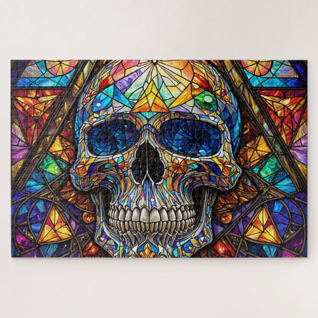 Stained Glass Skull Jigsaw Puzzle (Horizontal)