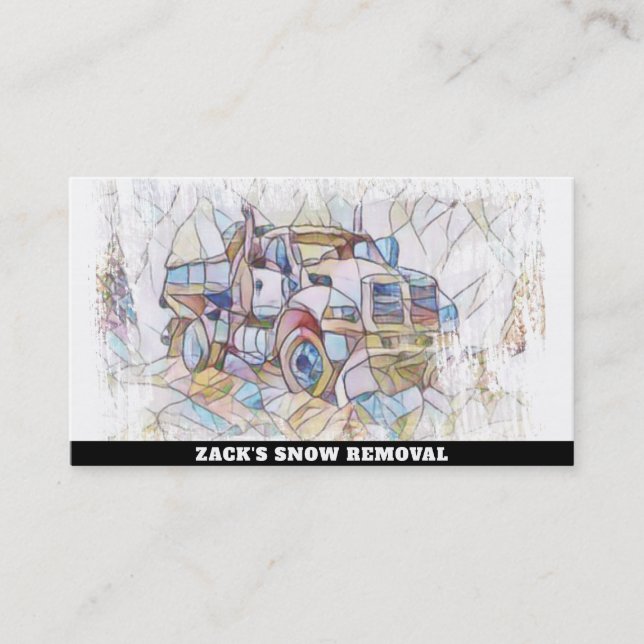 *~* Stained Glass Snow Removal Snow Truck AP74 Business Card (Front)