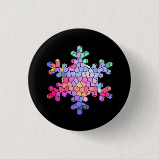 Stained Glass Snowflake Button on Black