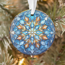 Stained Glass Snowflake Christmas Ornament