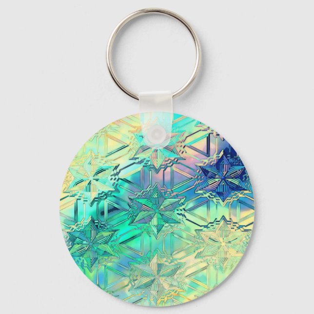 Stained glass snowflakes keychain (Front)