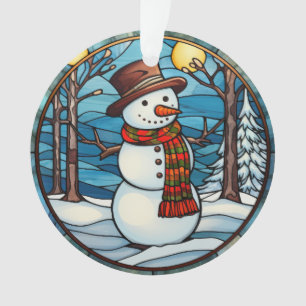 Stained Glass Snowman Ornament