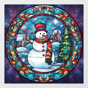 Stained Glass Snowman Window Cling