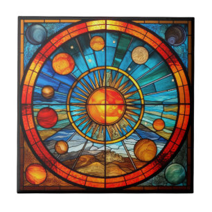 Stained Glass Solar System Tile