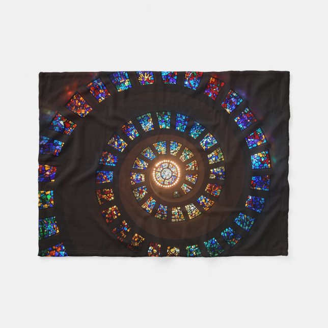 Stained Glass Spiral Window Fleece Blanket (Front (Horizontal))