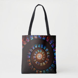 Stained Glass Spiral Window Tote Bag