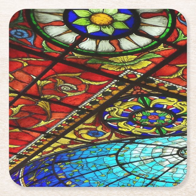 Stained Glass Square Paper Coaster (Front)