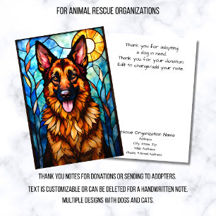 Stained Glass Style Animal Rescue Organization Thank You Card