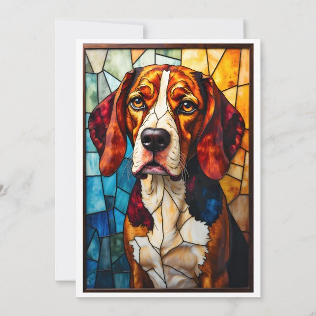 Stained Glass Style Beagle Hound Dog  Card (Front)