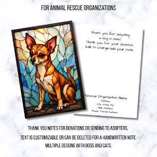 Stained Glass Style Dog Rescue Organisation Thank You Card