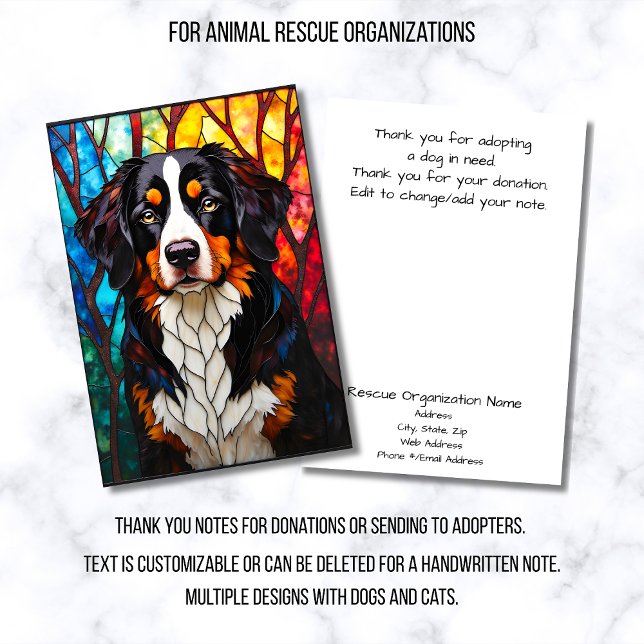 Stained Glass Style Dog Rescue Organization Thank You Card (Creator Uploaded)