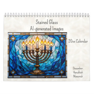 Stained Glass Style Hanukkah Theme for December Calendar