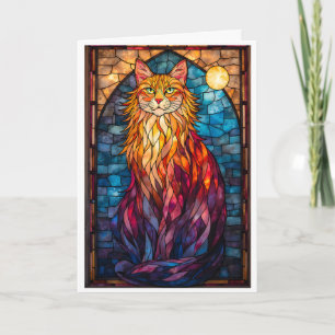 Stained Glass Style Large Fluffy Cat Card