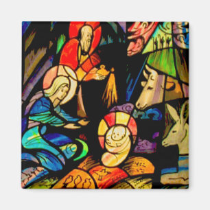 Stained Glass Style Nativity Magnet