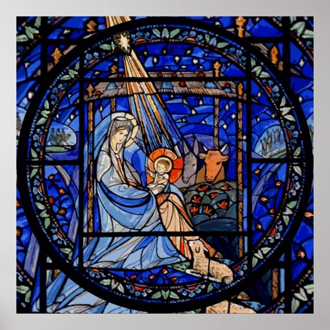 Stained Glass Style Nativity Poster (Front)
