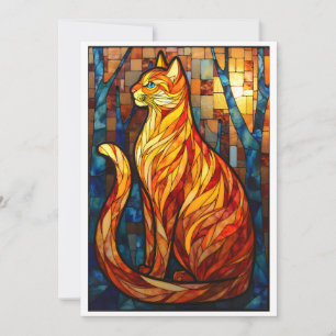 Stained Glass Style Orange Cat  Card