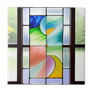 Stained glass style pattern tile