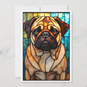 Stained Glass Style Pug Dog Card