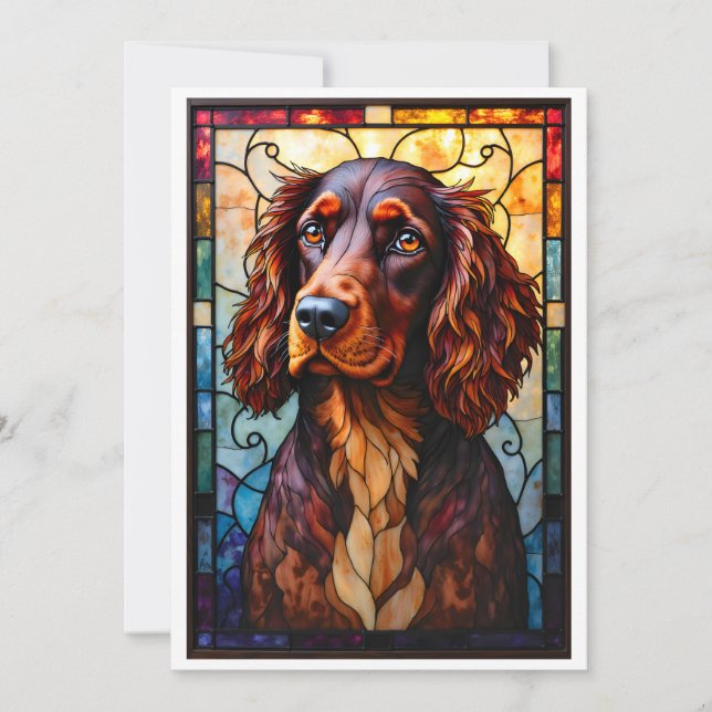 Stained Glass Style Setter Spaniel Dog Card (Front)