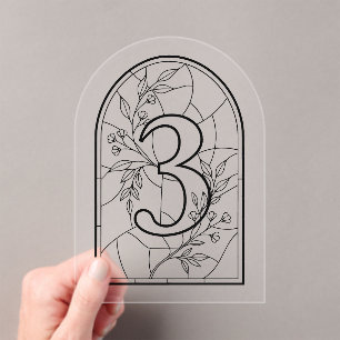 Stained Glass Style Table Number Three