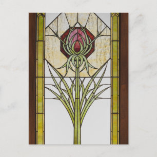 Stained Glass Stylised Thistle Geometric Shapes Postcard