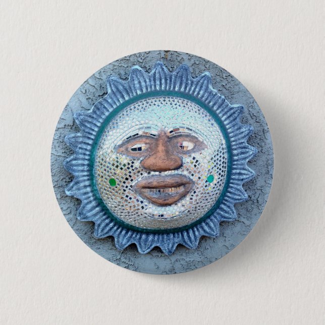 stained glass sun face button (Front)