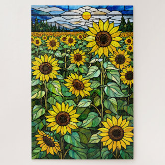 Stained Glass Sunflower Jigsaw Puzzle
