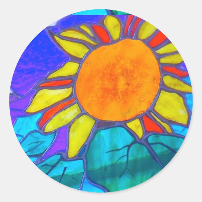 stained glass Sunflower sticker (Front)