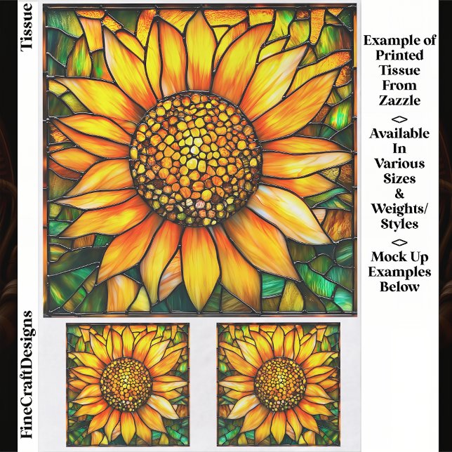 Stained Glass Sunflower Tile Panel EK8 Decoupage Tissue Paper (Creator Uploaded)