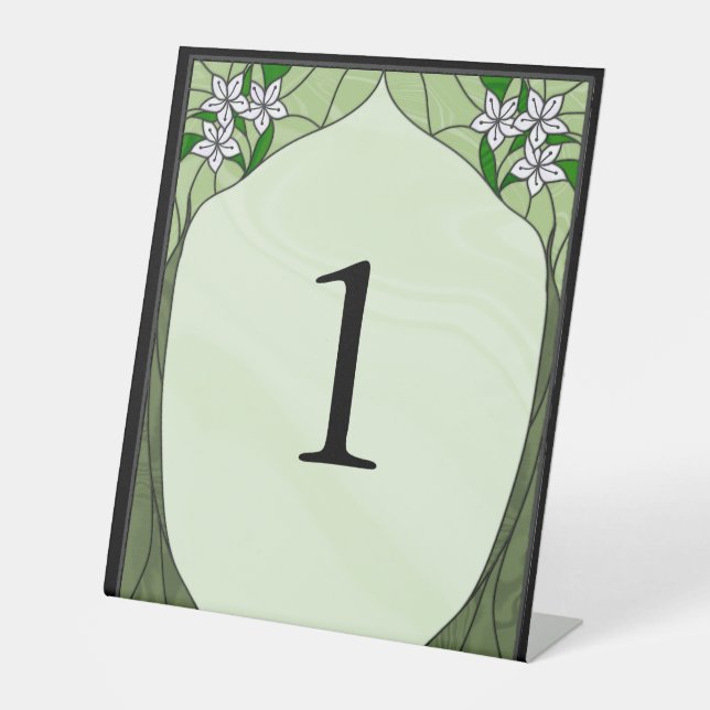 Stained Glass Table Number Pedestal Sign (Front)