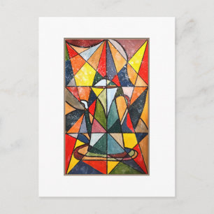 Stained Glass Tea Pot Acrylic Artwork Postcard