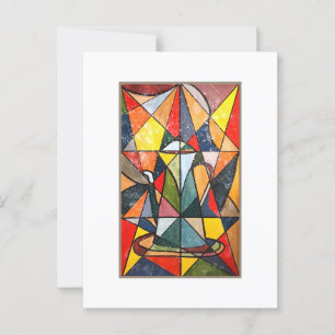 Stained Glass Tea Pot Acrylic Artwork Postcard
