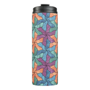 Stained Glass Tessellated Flowers Thermal Tumbler