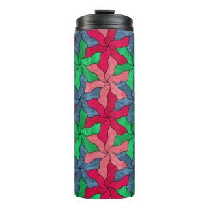 Stained Glass Tessellated Flowers Thermal Tumbler