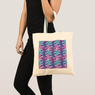 Stained Glass Tessellated Flowers Tote Bag