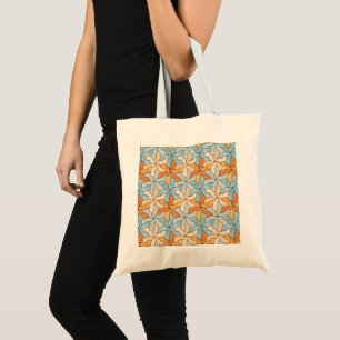 Stained Glass Tessellated Flowers Tote Bag